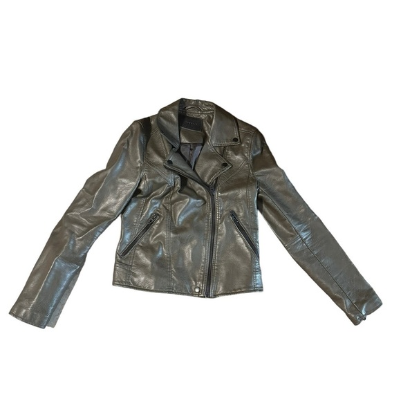 Blank NYC Dark Gray Faux Leather Moto Biker Jacket Size XS Nordstrom Zipper - Picture 6 of 13
